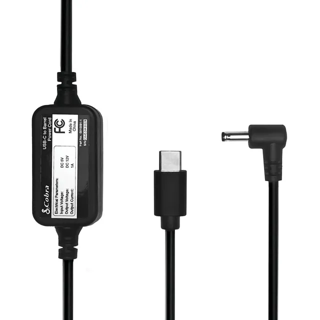 cobra-power-cord-usb-c-to-barrel-connector-for-radar-detectors image 1