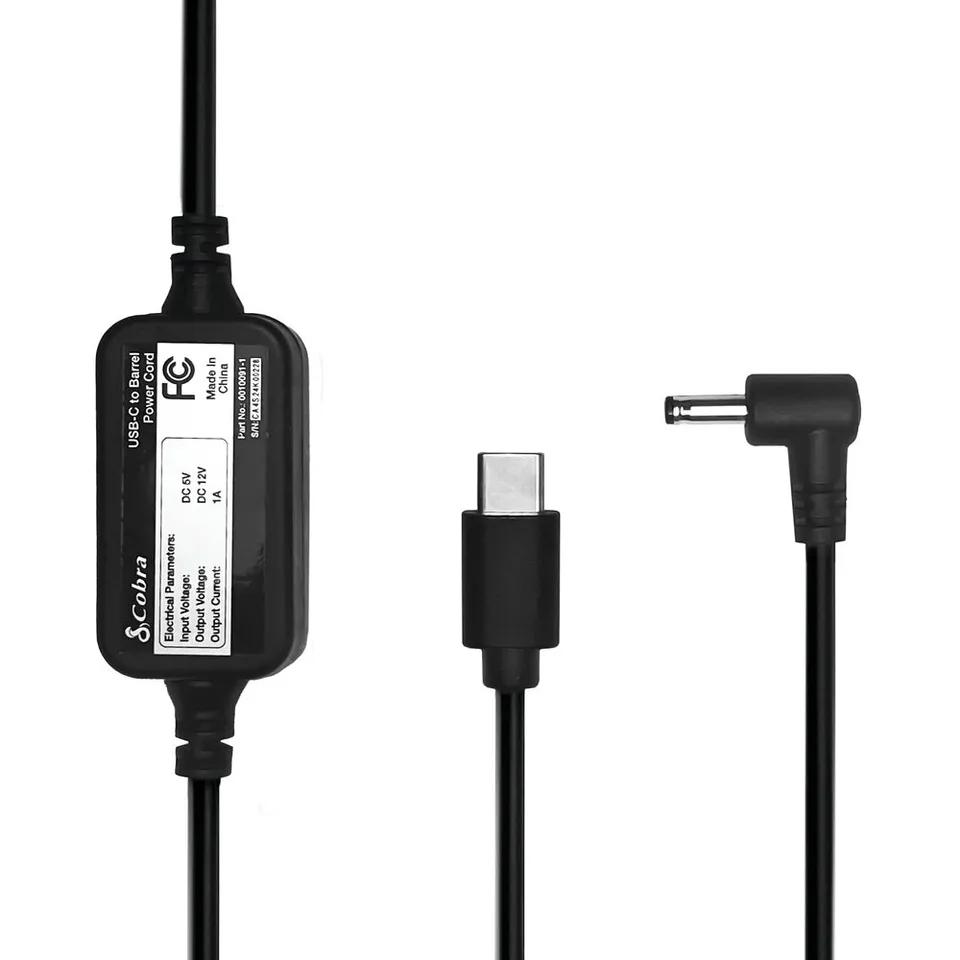 cobra-power-cord-usb-c-to-barrel-connector-for-radar-detectors image 1