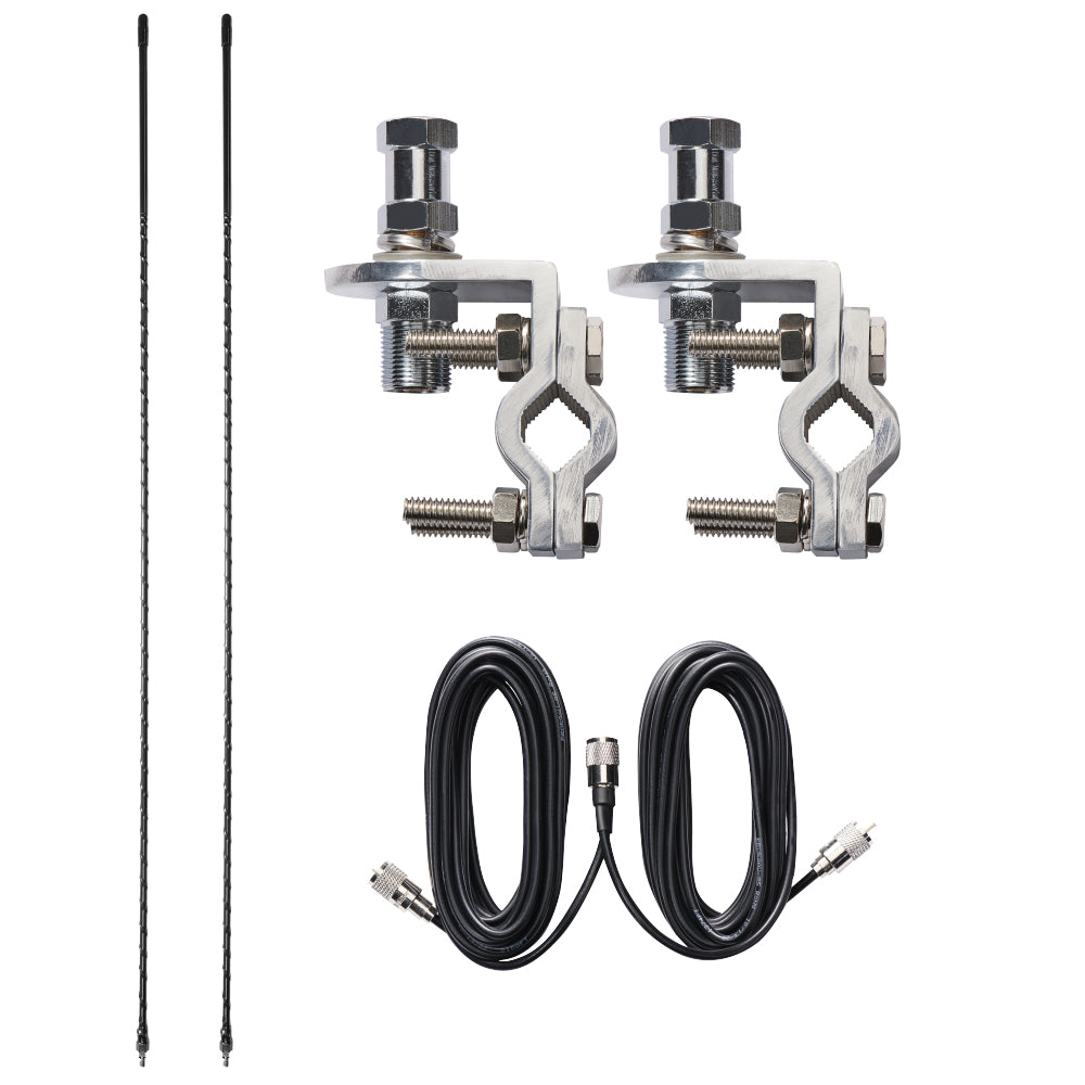 cobra-dual-mirror-mount-cable-and-cb-antenna-kit image 1